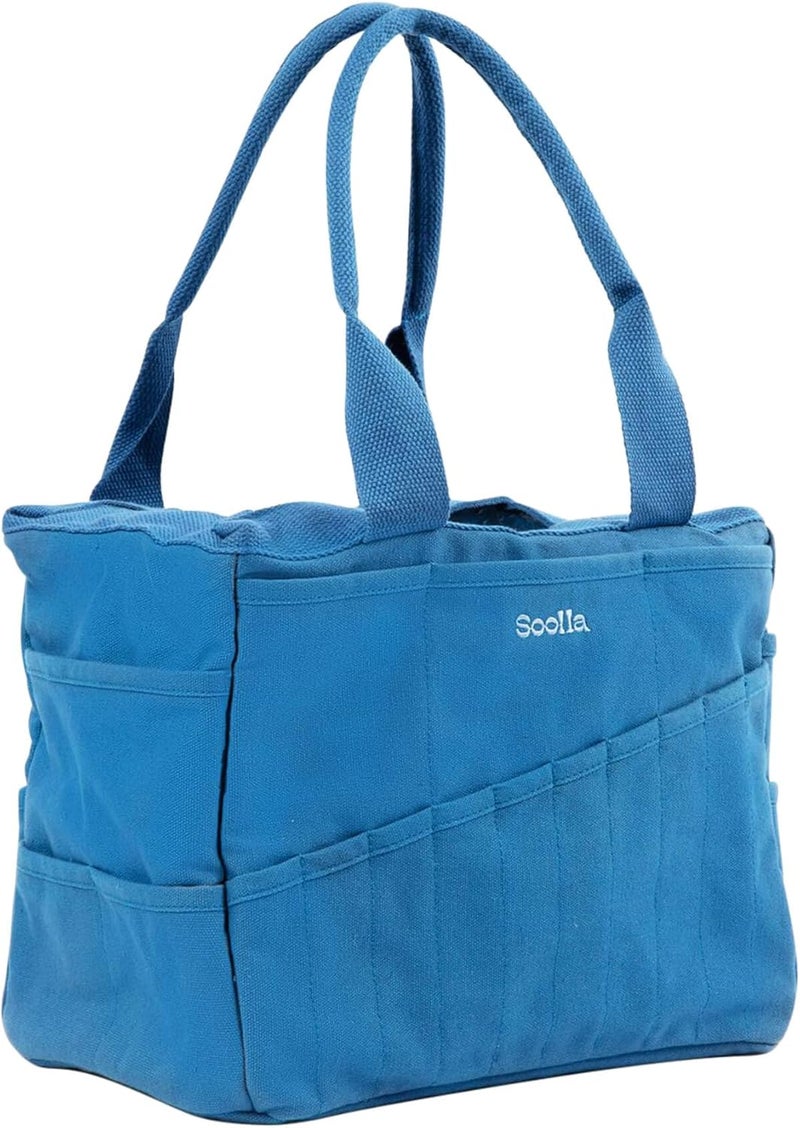 Soolla Studio Bag: Art Supply Storage & Pottery Tool Bag, Washable Craft Tote, Knitting Yarn Organizer, Crochet Projects, 30 Pockets, 20+ Canvas Colors, Gift for Artists (Blueberry Bliss) - Image 2
